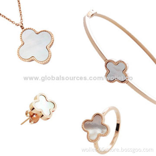 IPR Gold Plating Newest Design, Charm Stainless Steel Jewelry Sets with High-polished, White Shell